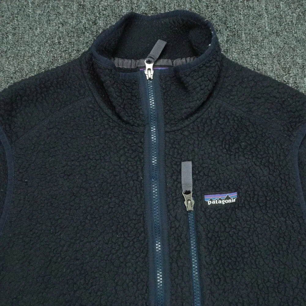 Patagonia Vest Mens Large Blue Retro Pile Vest Full Zip Pockets Fleece
